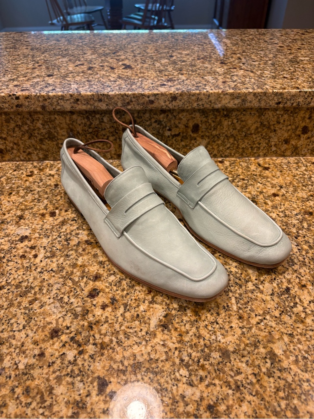 Paul Smith Calfskin Nubuk Leather Men’s Penny Loafers Size 11 Mint Green